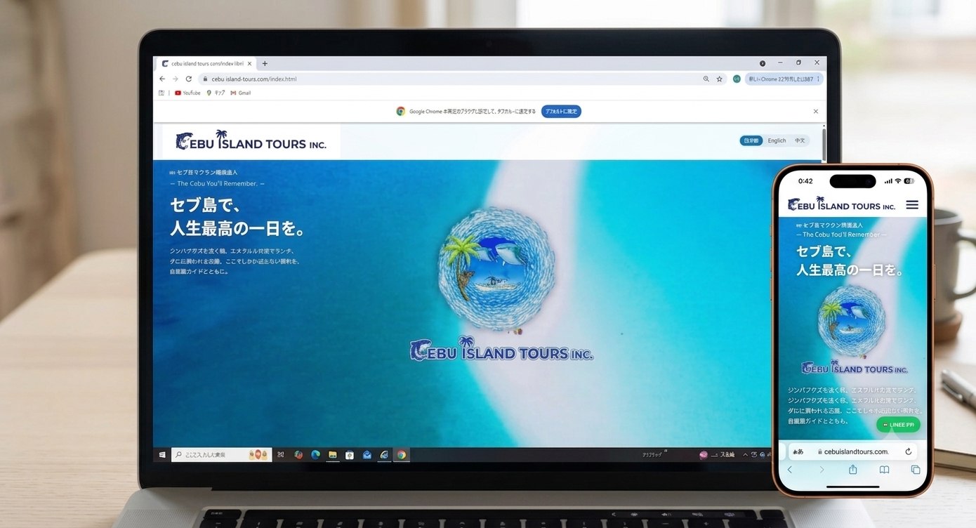 Cebu Island Tours INC. 様の多言語ツアー予約サイト（PC表示）